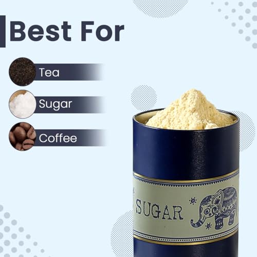 Image of Mandala Collection Airtight Kitchen Container|Set of 3-850ML| Blue Elephants| Food Grade Metal Storage Jars for Tea, Coffee & Sugar| Vacuum Sealed, Moist- Proof Kitchen Canisters