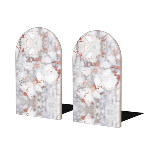 Sujetalibros con estampado de mármol de oro rosa, soportes de madera resistentes, almacenamiento para oficina en casa, accesorios de escritorio protectores