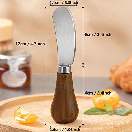 2 Pack Butter Spreader Knife Standing, Stainless Steel Cheese Spreader Knives with Wood Handle, Butter Knives with Sharp Edge for Easily Cutting & Spreading Butter & Cheese Sandwich Cream Cake - image 4
