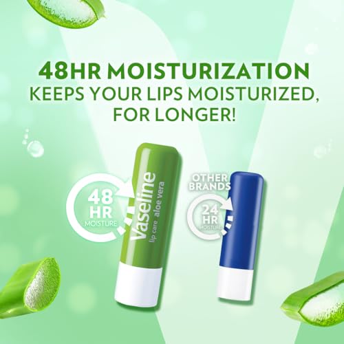 Unilever Vaseline Lip Therapy Aloe Vera, Stick, 48 Hour Hydration, 2 Count