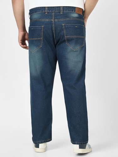 Image of Urbano Plus Men's Straight Fit Mid Rise Washed Jeans Stretchable