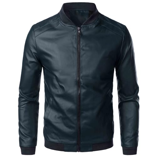 Man Long Sleeve Jacket Outfits for Mens Faux Leather Hooded Basic Fall Winter 2025 Fashion
