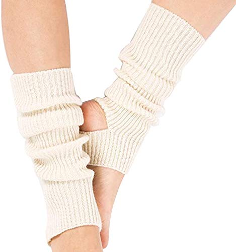 Guojanfon Fashion Yoga Socks for Women Girls Workout Socks Toeless Training Dance Leg Warmers(Black,Gray,White,Purple) (Black+White)