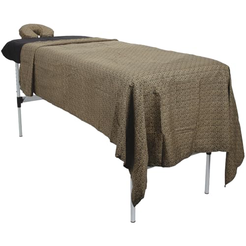 Image of ForPro Premium Designer Microfiber 3-Piece Massage Sheet Set, Golden Swirl with Black Fitted Sheet