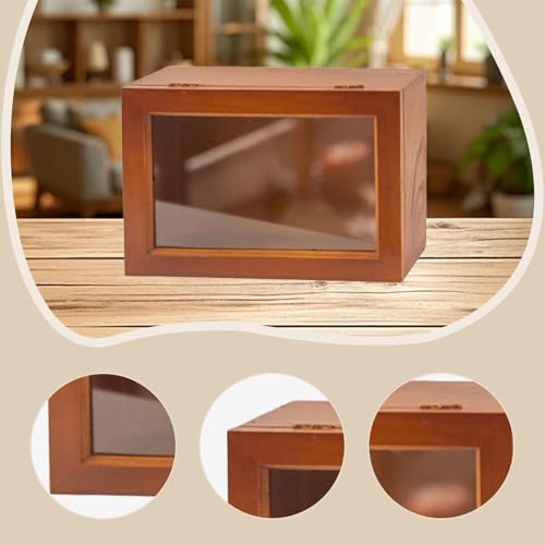 Jugutyeg Caja para Figuras de Madera Natural con Vitrina Clara Caja Organizadora de Mini Figuras Gabinete de Protección para Juguetes Función Antipolvo Adecuad, L - imagen 4