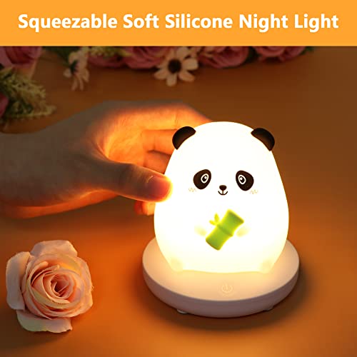 Lvoertuig 16462091338356 Cute Night Light For Kids, Cute Panda Night Light Soft Silicone Night Light With Touch Control, Protable Led Animal Kids Lamp Usb Rechargeable Bedside Lamp For Room Desk Decor  thumb #2