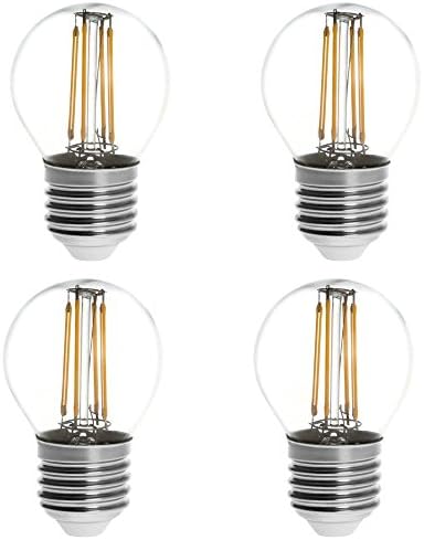 HERO-LED G16-DS-4W-WW27 Dimmable G14/G16 E26/E27 4W Edison Style LED Vintage Antique Filament Bulb, 40W Equivalent, Warm White 2700K, 4-Pack