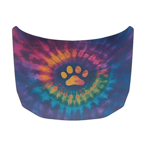 Image of Car Hood Cover, Tie-dye Dog Paw Car Hood Wrap Blankets Waterproof Stretchable Auto Exterior Accessories for Compact Sedans SUV Trucks Van (59x39 Inch)