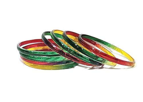 Image of Colorful Jelly Bangles Set of 8 - Transparent Candy Color Stackable Bracelets, Lightweight Fashion Accessories for Women & Girls