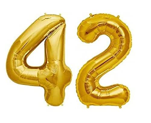 STAR ENTERPRISES Number Gold Metallic Foil Balloon 16" Inch Balloon for Birthday Anniversary Celebration (Number 42)