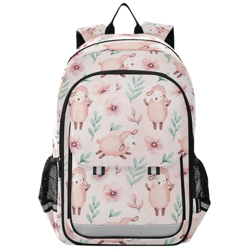 Sac à dos ordinateur portable au motif fleurs de moutons pour voyage quotidien