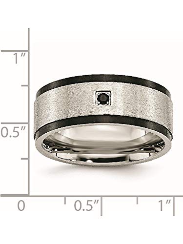 Chisel Stainless Steel Brushed/Polished Black IP-Plated with Cz Ring (Width=9)