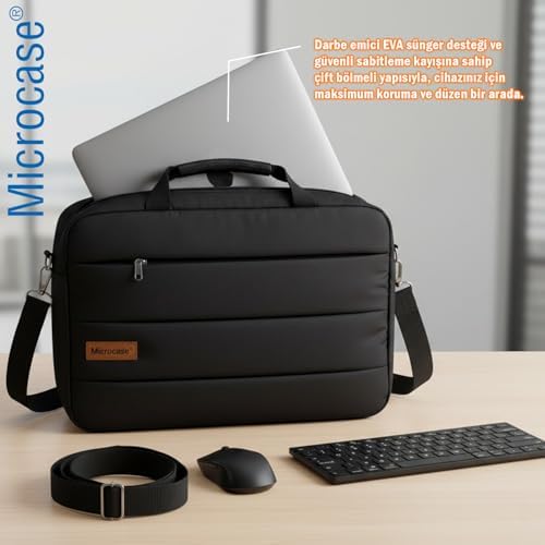 Microcase Su Geçirmez 3 Bölmeli Darbelere Dayanıklı Tablet Notebook Macbook Evrak Çantası 14 inch AL5496 - Görsel 3