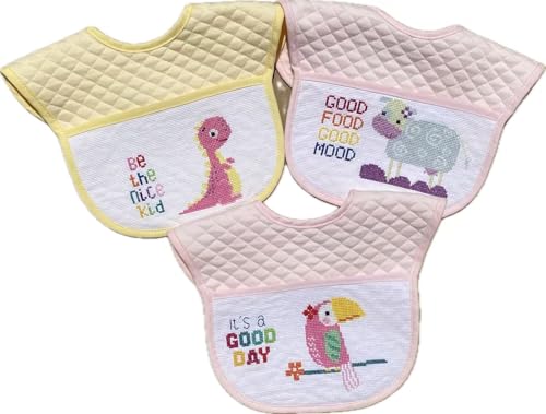 Bavoir jaune à broder en coton pour créer un cadeau de naissance