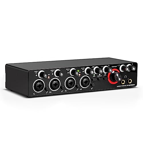 ZHENZQ Professional Sound Card for Electric Guitars & Studio, USB, 24-bit/192kHz, 48V Phantom Power, Stereo, 4.0 Channels