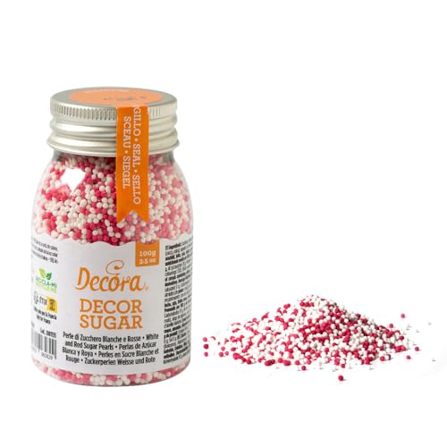 Decora 2081135 PAKETE 100 G NONPAREILS WEIßUND ROT