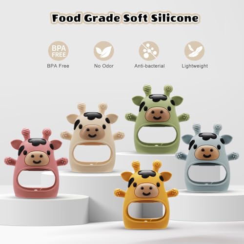 Image of 2 Pack Baby Teething Toys for 3-6 6-12 Months, Food Grade Silicone Infant Teether Mitten, Baby Essentials Teething Relief, Newborn Essentials Chew Toys for Sucking Needs