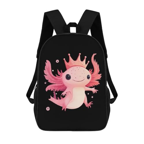 Cute Axolotl 17 Inch Backpack Classic Travel Daypack with Adjustable Shoulder Straps for Men Women
