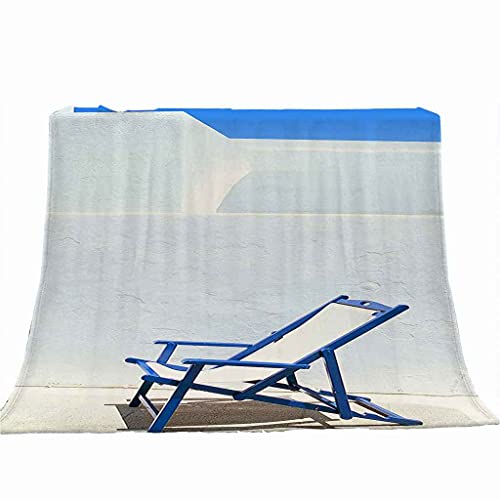 Couverture Polaire en Flanelle Bleue De Plage 150x200cm pour Toutes Saisons