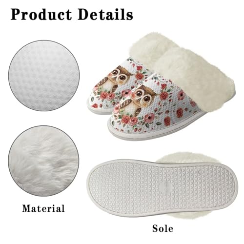 House Slippers for Women Indoor Fluffy Slippers with Fur Edges, Travel Cotton Flannel Slippers Slip On Home Shoes 6