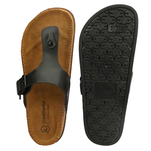 Image of Leatherful Men's premium leather slipper | Genuine Leather upper | Suede Leather Insole | PU sole | Stylish flip flop for men |