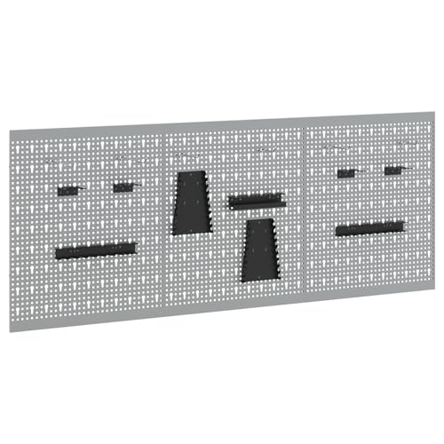 vidaXL industrielle wandmontierte Werkzeuglagerung | 3-Komponenten-Organisator mit pulverbeschichtetem Stahl 60 cm