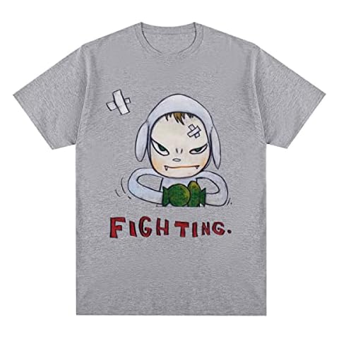 OUHZNUX Camiseta De Algodón con Estampado De Lucha De Yoshitomo Nara Cover