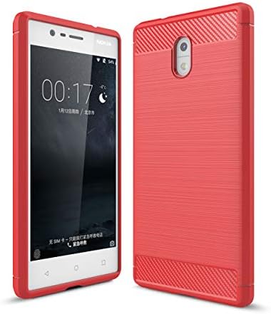 Nokia 3 Case, SsHhUu Carbon Fiber Design Case Ultra Slim Cover Light Weight Rubber TPU Phone Case for Nokia 3 2017 (5.0") Red