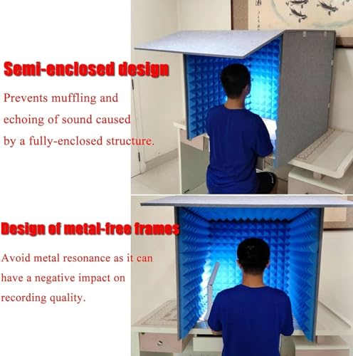 Boîtier isolation phonique de bureau avec mousse absorbante pour studio maison - 6