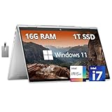 HP Envy x360 2-in-1 15.6' FHD Touchscreen Laptop, Intel i7-1355U, 16GB LPDDR5 RAM, 1TB PCIe SSD, Intel Iris Xe Graphics, Backlit Keyboard, 5MP IR Camera, Win 11, Silver, 32GB Hotface USB Card