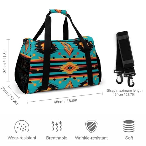 Portable Lightweight Travel Tote Handbags, Casual Fashion Southwest Native Indian American Aztec Print Outdoor Sports Bags for Women and Men Fitness, Daily Use2