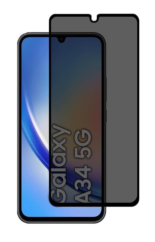 Image of JGD PRODUCTS for Samsung Galaxy A34 5G Edge to Edge Anti Spy Privacy Tempered Glass with Easy Installation Kit | Black (Pack of 1)