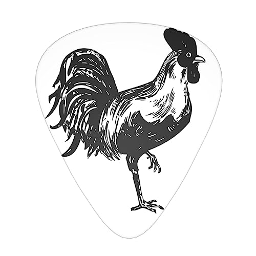 Lot de 12 médiators noirs en forme de coq pour guitare électrique et basse - Les Beatles, Paul McCartney, John Lennon, RIngo Starr, George Harrison Lot de 12 médiators noirs en forme de coq pour guitare électrique et basse