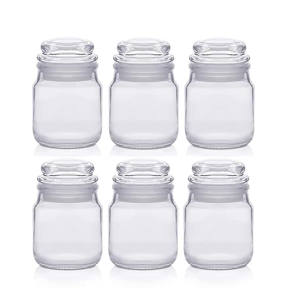 Image of Sharma Enterprises Glass Jar Set 100ml (6 Pcs) || Airtight Kitchen Storage Jars for Masala, Salt, Chilli, Jeera, Jam, Honey, Ghee, Herbs, Spices || Perfect Containers for Home & Gifting