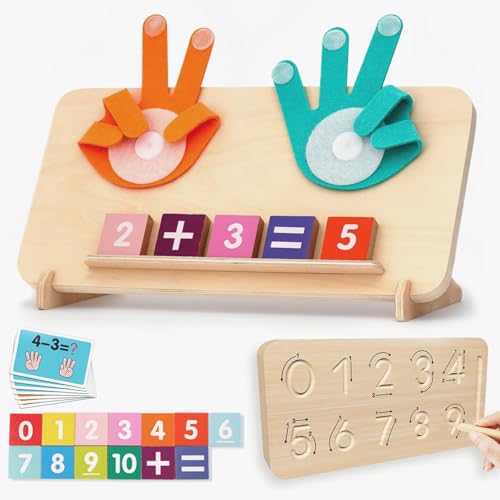 HONGHCL Juguetes de Conteo Dedos - Doble Cara Bloques Manipulativos Matemáticos de Aprendizaje Preescolar, Juegos...