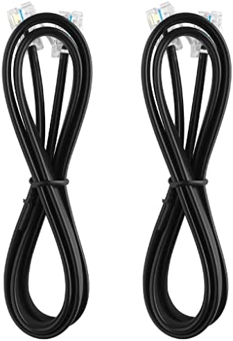 NECABLES 2Pack RJ12 Cable 15ft Phone Cord RJ12 6P6C Male to Male Straight Wired for Both Data and Voice Use Black - 15 Feet - 3