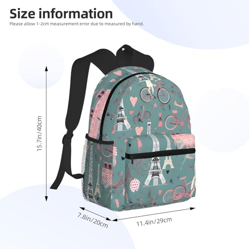 Sac à dos Tour Eiffel à poches multiples au design parisien noir