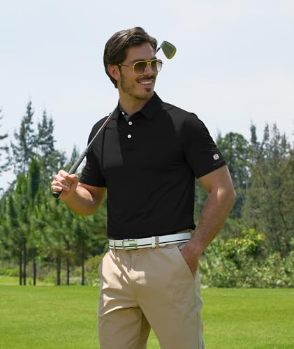Image of ZITY Golf Shirts for Men Short Sleeve Moisture Wicking Solid Performance Designed Print Collared Casual Polo Shirt