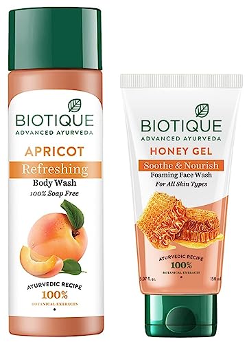 Image of Biotique Bio Honey Gel Refreshing Foaming Face Wash, 150ml And Biotique Bio Apricot Refreshing Body Wash, 190ml
