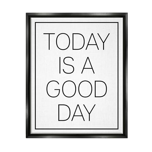 Image of Stupell Industries 'Minimal Good Day Phrase'| Floating Frame Canvas Art | Stupell Industries | Black, 17 x 21 Inches, Easy to Hang and Sturdy, Made in USA, by Lil' Rue
