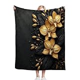Dozrmey Kuscheldecke Kinder 130x150 Gelbe Blume, Flanell Sofadecke Couchdecke für Wohnzimmer Deko,...