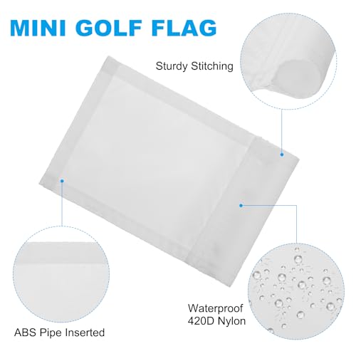 PATIKIL 7 x 5 Zoll Golf Flagge, 6 Stück 420D Nylon Mini Garten Pin Flaggen Tragbare Zielflagge mit Röhre für den Außen- und Innenbereich, Weiß