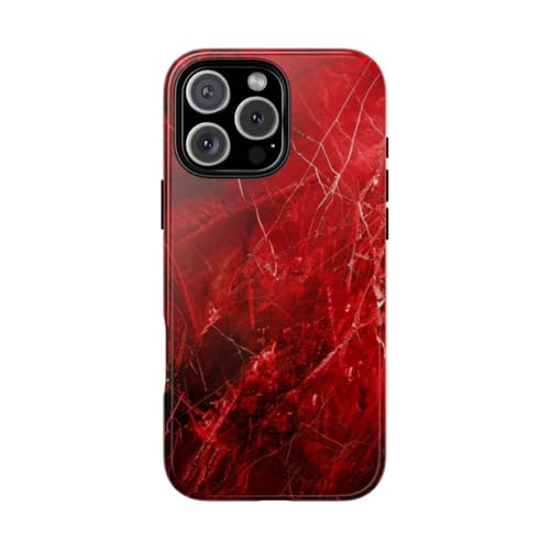Coque rigide iPhone 16 Pro Max marbre rouge aspect luxe