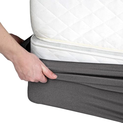 Cubre Somier para Cama, Falda de Cama Elástica de 4 Lados, Fácil de Instalar(Gris Oscuro,King)