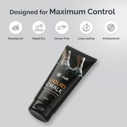 Image of Cult Liquid Chalk 200ml for Weightlifting, Crossfit & Rock Climbing - Non-Toxic Sports Chalk Sweat-Proof, Fast Dry Grip Dust-Free Antibacterial Formula
