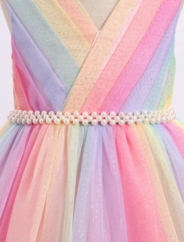 IBTOM CASTLE Flower Girl Dress Kids Birthday Dress Ruffle Pearls Tiered Tulle Party Dress Wedding Gown Prom4