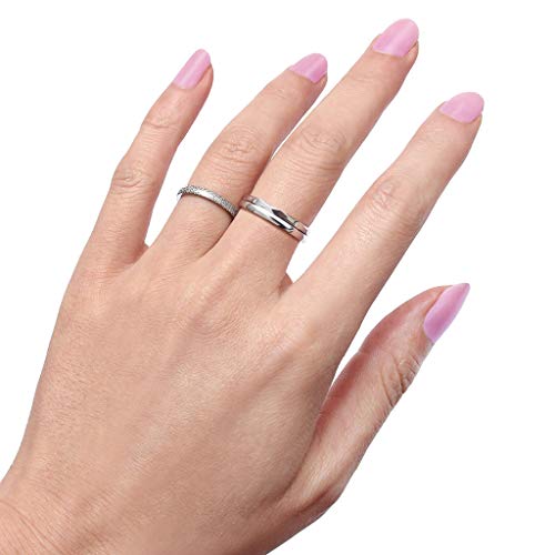 2MM Stainless Steel rings Women’s Stackable Eternity Ring Band Engagement Wedding Ring Set Silver/Rose gold Tone 3 PCS4