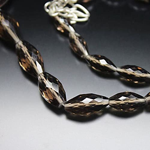 Perles quartz fumé marquise facetté 11mm 19mm fil 40cm pour collier et bracelet