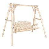 VINGLI Heavy Duty 880 LBS Wooden Patio Porch Swing with A-Frame Stand, Hanging...