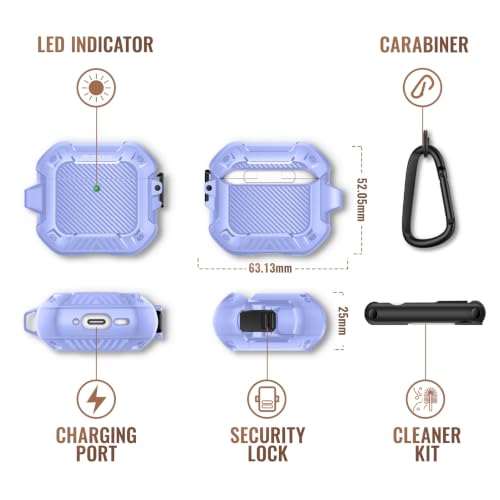 Image of MOBOSI for AirPods 4 Case with Secure Lock & Carabiner, Light Blue